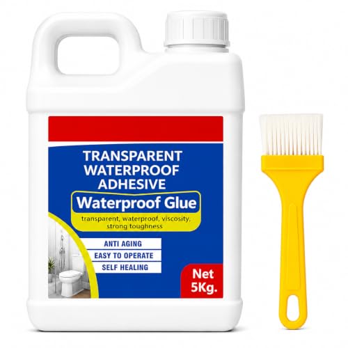 Image of Transparent Waterproof Adhesive Glue for Roof Leakage | High Strength Sealant for Bathroom, Tiles, Wall Cracks, Roof & Kitchen | Strong Leak Proof Bonding Glue with Brush (5 KG)