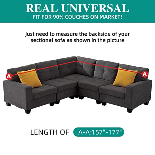 Arfntevss 100% Waterproof Corner Sectional Couch Covers L Shape Sofa Cover For Dogs Stretch Jacquard U Shaped Slipcovers Set Living Room Anti Slip Furniture Protector For Kids Pet Cat (Gray) #TOP3