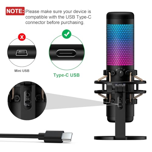 Image of USB Type C Data Charging Cable Cord Compatible with HyperX QuadCast 2, SoloCast, QuadCast S USB Condenser Gaming Microphone 10Ft