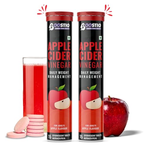 Image of Apple Cider Vinegar Effervescent Tablet - For Weight Loss With Pomegranate Extract, Vitamin B6 & B12 For Refreshing Detox & Metabolism Boost, No added Sugar (15 count (Pack of 2), Apple)