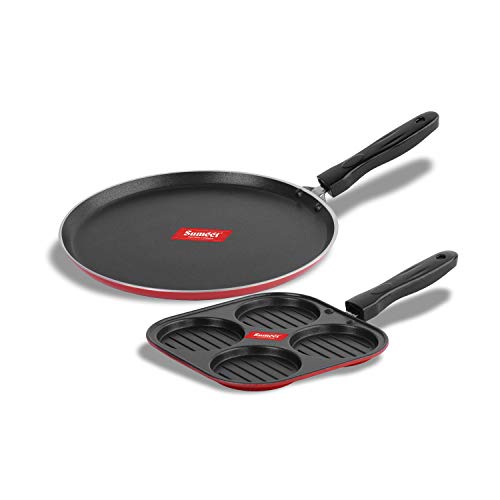 Sumeet 2.6mm Thick Non-Stick Cherry Cookware set (Dosa Tawa – 26.5cm Dia + Mini...