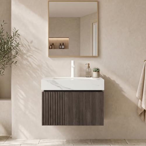 24 Inch Bathroom Vanity with Sink, Floating Cabinet, Sintered Stone Top