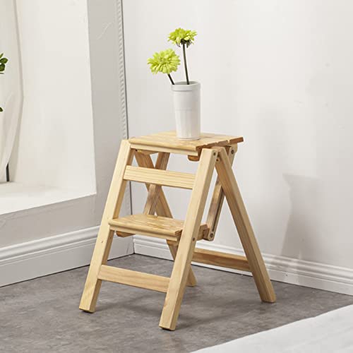 2 escabeaux pliables en bois de qualité avec marches côtelées de sécurité - 4