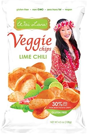 Wai Lana Veggie Chips Lime Chili (12 Pack of 4.5 Ounce Individual Bags) - Gluten Free, Non-GMO, Vegan, Zero Trans Fats