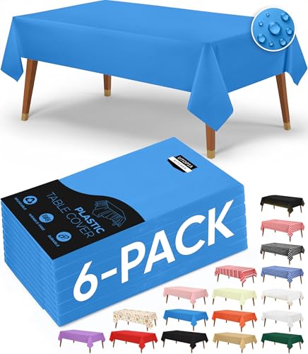 Nappe plastique jetable bleue lot de 6 pour buffet et réception