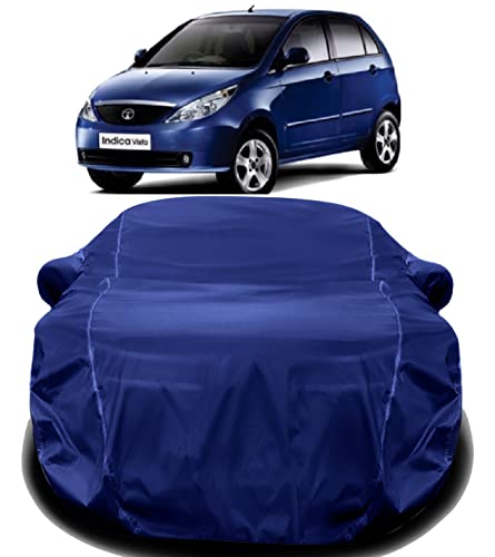 Image of AUCTIMO Tata Indica Vista Car Cover Waterproof with Triple Stitched Fully Elastic Ultra Surface Body Protection (Navy Look)