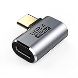 USB C 90 Grad OTG Adapter. 40Gbps, 100W 5A Schnellladegerät, 8K Video USB Typ C Konverter Kompatibel für Mac-Book Pro Air, Galaxy S22 S10 Tab S7, Huawei P40, Surface Go, Pixel 4 3 XL, Dell XPS. (Grau)
