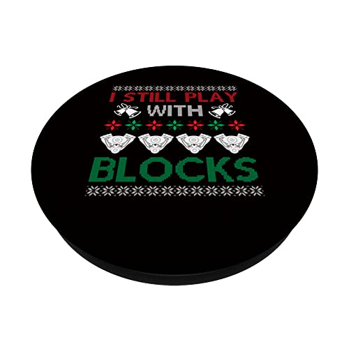 Engine Car Tuning Ugly Christmas - I Still Play With Blocks PopSockets Swappable PopGrip, Black - Image 2