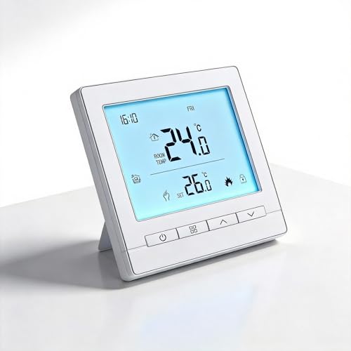 Termostato inalámbrico, termostato programable inteligente con pantalla táctil LCD, control remoto de temperatura, termostato programable inalámbrico, control de calefacción central (blanco2)
