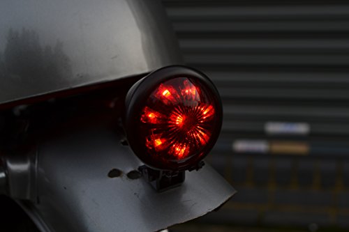 Motorrad LED Stop Rücklicht - Homologated - Glänzend Schwarz mit Rot Gläser für Cafe Racer, Scrambler, Maßgefertigt Projekt