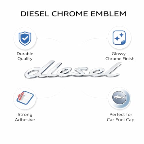 Image of JVCV 3D Metal Diesel Sticker for Car Fuel Tank Chrome Logo Decal Emblem Badge for All Cars and Bikes (Diesel, Silver)