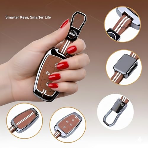 Image of Car Key Cover Compatible with Tata Nexon | Harrier | Safari | Altroz | Tigor | EV | Punch | Tiago EV Electric 4 Button Smart Key Only