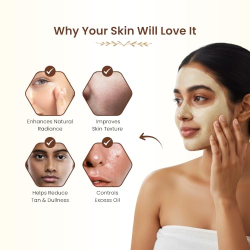 Image of Havintha Natural Rice Radiance Face Mask Powder 100g - For Glowing Skin, Tan Removal & Skin Brightening | Herbal Rice Flour Face Pack for Oil Control, Acne Care & Smooth Skin