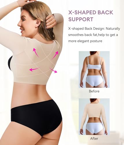 Image of YERKOAD Arm Compression Sleeve Women Arm Shaper Front Closure Arm Shapewear Tops