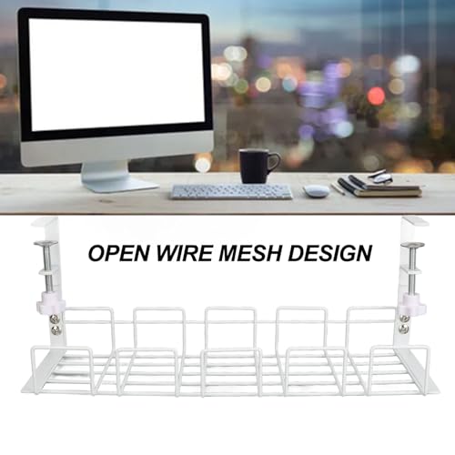 Organizador de cables bajo el escritorio, bandeja para manejo de cables para oficina y hogar (Blanco) miniatura 2