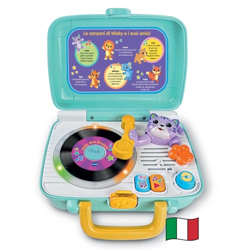 VTech Wisky, Micio Giradischi, Giradischi per Bambini, 5 Dischi Fronte-Retro, Regolazione Volume,...