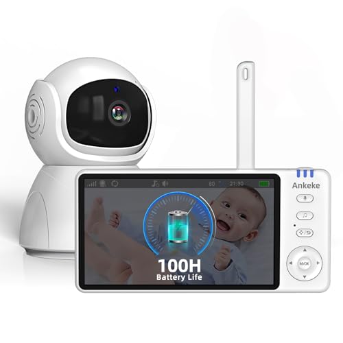 5' Video Baby Monitor with Camera and Audio, 720P HD Wireless No WiFi No App, 2-Way Talk,Voice Motion Detection, 8 Lullabies, 1000ft Long Range, Night...