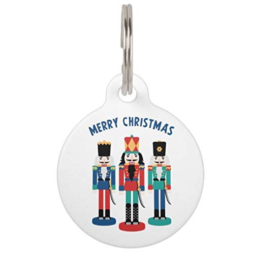 Cute Custom Pet ID Tags, Personalized Dog Tag and Cat Tag, Merry Nutcrackers Pet Id Tag,Printed on Double Sided Round Stainless Steel