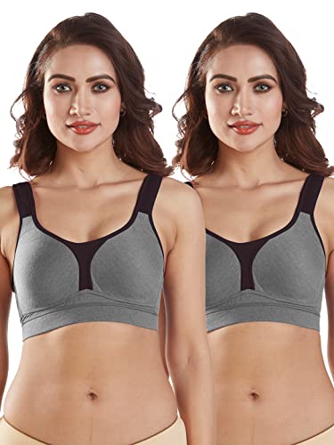 Image of SONARI Supremo Womens Sports Bra | Moulded, Wire Free, Comfortable Cotton Bra | Full Coverage,Breathable Fabric | Adjustable Straps Hook & Eye Closure for Active and Everyday useage