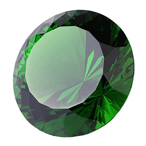 LOTOWELZON 60mm Diamant Glas, Briefbeschwerer mit Versilbertem Blumenständer Klar Funkelnden Kristall Stein für Hochzeitsbevorzugung Dekorationen (Grün)