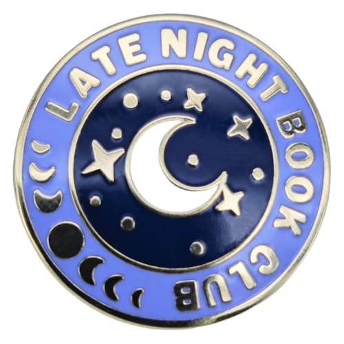 Image of Enamel Pin,Late Night Book Club Lapel Pin,Purple Button Badge Gift For Readers Late - Night Person Friends Teens Family,DIY Decor,Denim Jacket Canvas Bag Backpack Shirt Collar Accessory