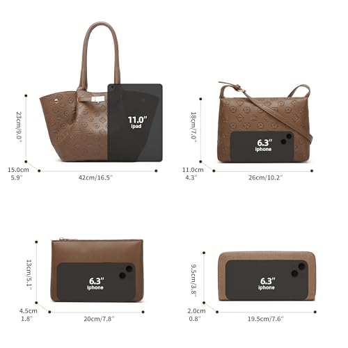 Image of Women Fashion Handbags Wallet Tote Bag Shoulder Bag Top Handle Satchel Purse Set 4pcs
