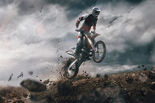 AFLE Sport Poster Motocross,Dirt Bike Prix,Dirt Bike Racing Canvas Wall Art For Living Room Decor Aesthetic Vintage Posters & Prints Room Decor Aesthetic For Teen Girls College,16x24 inches,Unframed