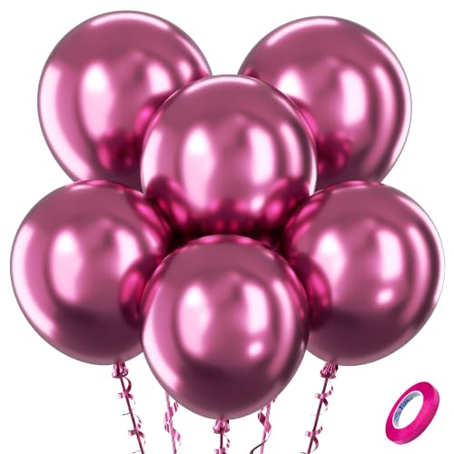 Image of Bezente Metallic Hot Pink Latex Party Balloons 30 Pack 18 inch Large