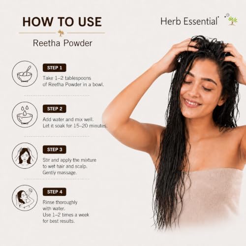 Image of Herb Essential Reetha Soapnut Aritha Fruit Powder, Raw Additive Free, 100g