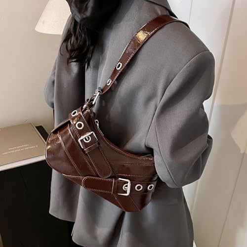 Sanxine Shoulder Bag for Women Y2k Small Purse Designer Punk Style Hobo Handbags Vegan Leather Trendy Crescent Bags2