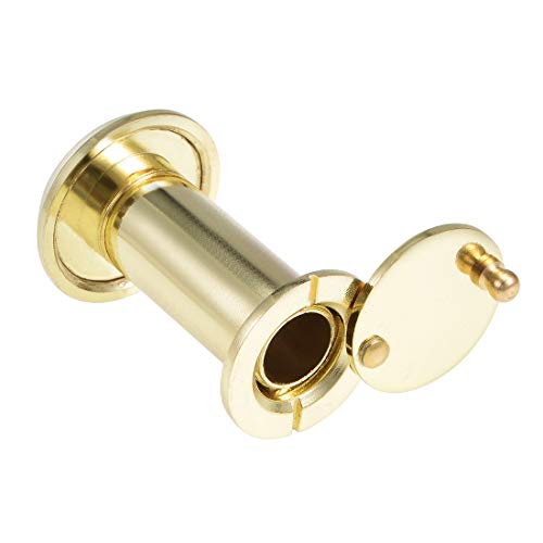 uxcell Mirilla de puerta, Latón macizo, ángulo de 220 grados, con cubierta para puertas de 1-3/8 a 2-3/8 pulgadas de grosor, acabado dorado pulido, 2 piezas miniatura 3