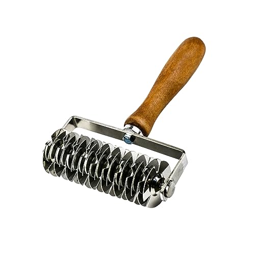 Qivine Rouleau à Losanges Pizza Lattice Cutter Roller, Rouleau Coupe-pâtes en Acier Inoxydable, Pâte Lattice Rouleau Cutter avec Manche en Bois, pour les...