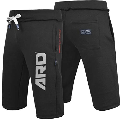 ARD CHAMPS Mens Cotton Fleece Shorts Jogging Casual Home Wear MMA Boxing Jogger (S-XXL) (Black, Large)