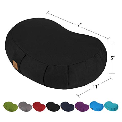 FelizMax Crescent Zafu Meditation Pillow, Zabuton Yoga Bolster, Meditation Cushion, Floor Pouf, Yoga