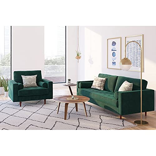 The Cozy Couch - Amira Velvet Upholstered Three Seater Sofa with Square
