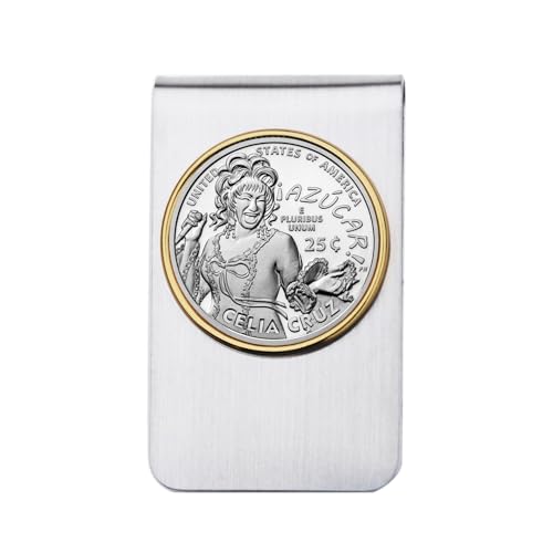 Authentic US 2024 Women Quarter BU Uncirculated Coin Stainless Steel Money Clip NEW - Celia Cruz Cuban-American Singer, Cultural Icon, and One of the Most Popular Latin Artists of the 20th Century