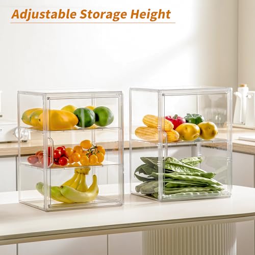 Image of Bread Box for Kitchen Countertop, 3 Layers Pastry Display Case, 2 Pack