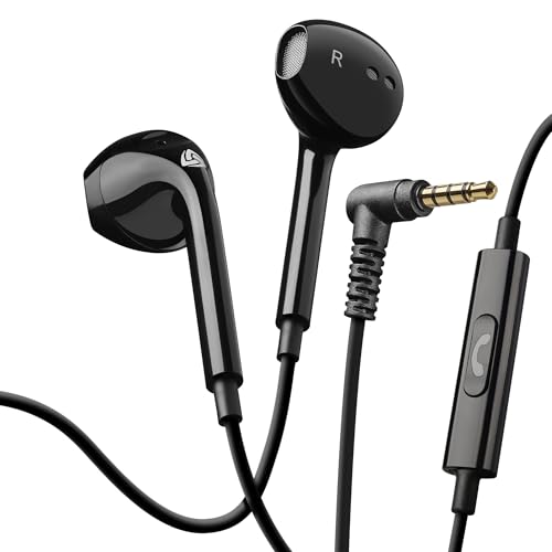 Ludos Zenith Auriculares In Ear con Cable y Microfono, 2 Años de Garantía, Auricular con Jack, Cascos Musica con Graves Potentes, para iPhone, iPad, Samsung, Xiaomi, Huawei, Gaming - Negro