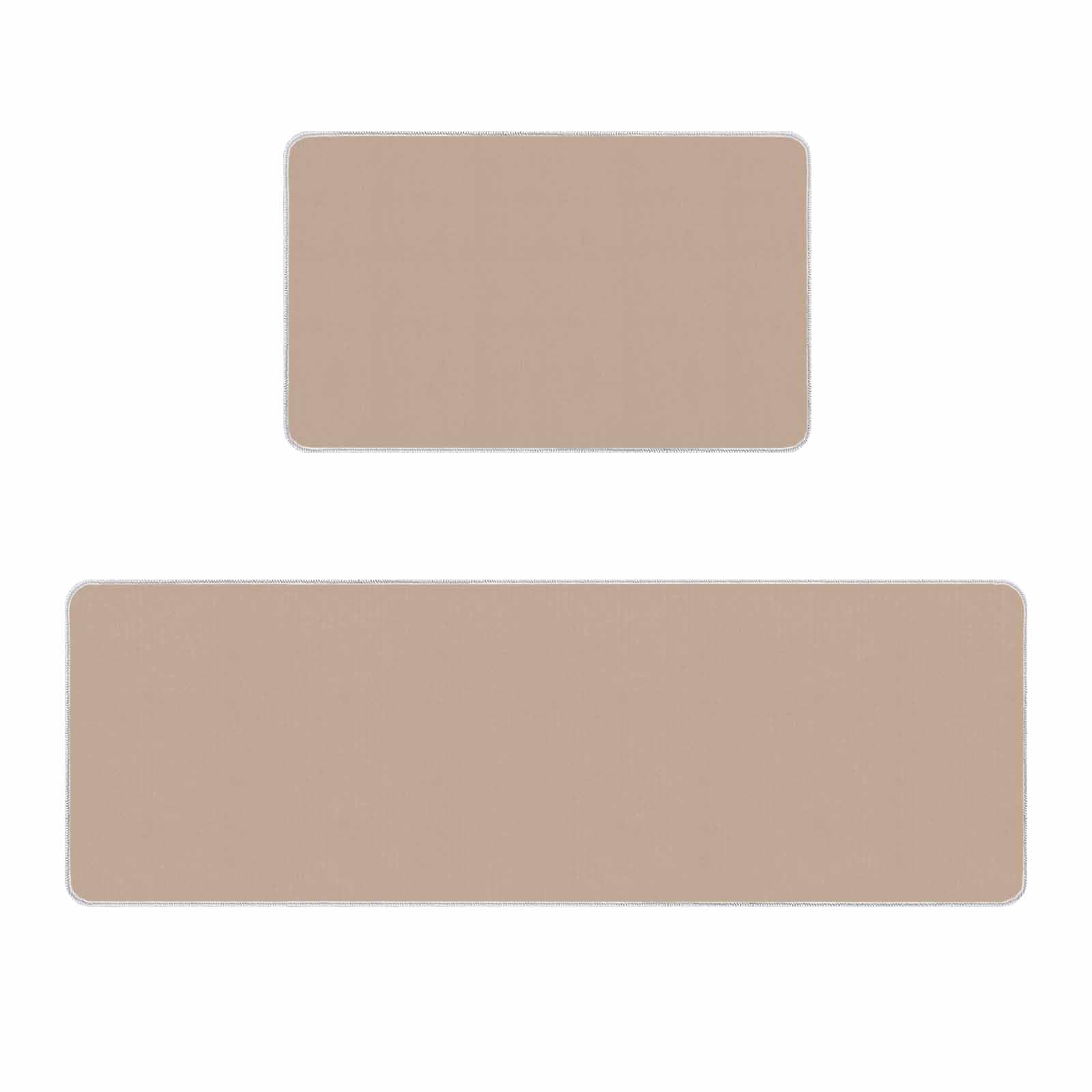 Beige Solid Color Kitchen Rugs and Mats Set of 2, Aesthetics Contemporary Luxury Absorbent Bath Runner Rug Washable Floor Door Mats for Bedroom Living Room Bathroom Entrance Tub Sink Extra Long