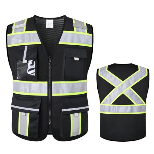 Image of Class 2 Safety Vest with Zipper Front and multiple Pockets, High Visibility Vest, Meets ANSI /ISEA Standards