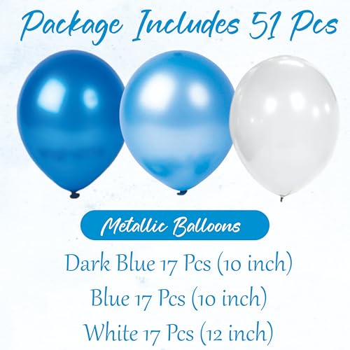 Image of Blue & White Metallic Balloon Garland Kit, Perfect for Parties, Events & Birthday Celebrations
