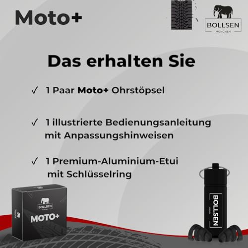 BOLLSEN Motorrad Ohrstöpsel – Wiederverwendbare Ohrstöpsel für Motorradfahrer – Windgeräuschreduzierung mit 24 dB SNR – Passt unter den Helm – Waschbar, Langlebig & Bequem (1)