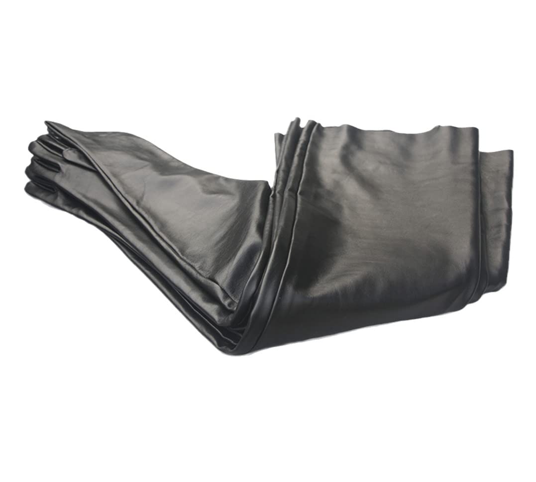 Guantes de piel de oveja para hombre negros largos táctiles de invierno 7