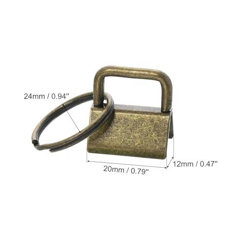uxcell 20Pcs 20mm/ 0.8-inch Key Fob Hardware with Keychain Ring for Bag Webbing Wristlets Lanyards, Dark Bronze - Image 2