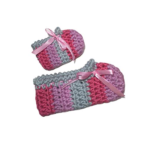 Crochet slipper set for mom and daughter, Mother's Day gift, mom and daughter, gray, pink, purple, ribbon bow, handmade exclusive design,
