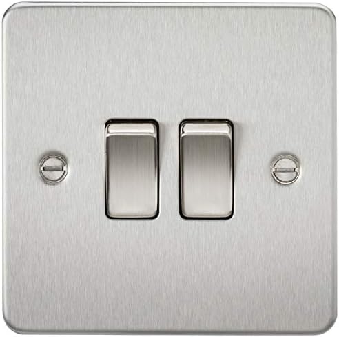 Knightsbridge FP8900BB Brushed Brass FPAV8900BB Flat Plate 115V/230V Dual Voltage Shaver Socket Black Insert, 230 V
