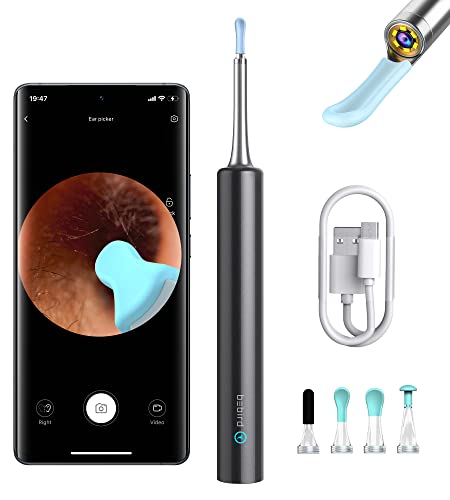 BEBIRD Ear Wax Removal, Ear Cleaner with Ear Camera, 5 Megapixels 1080P Ear Scope, Ear Picker with 6 LED Lights, Full Set Ear Wax Removal Tool with 4 Ear Scoops, Black