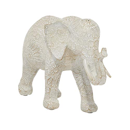 Escultura Decorativa de Elefante Polystone Blanca 14 x 5 x 9 in miniatura 2