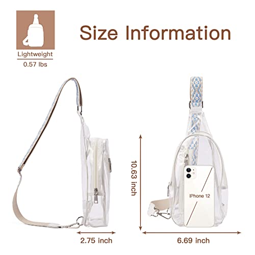 Telena Clear Sling Bag, Clear Fanny Pack Stadium Approved For Women Crossbody Bag Purses Transparent Chest Bag With Adjustable Strap White #TOP4