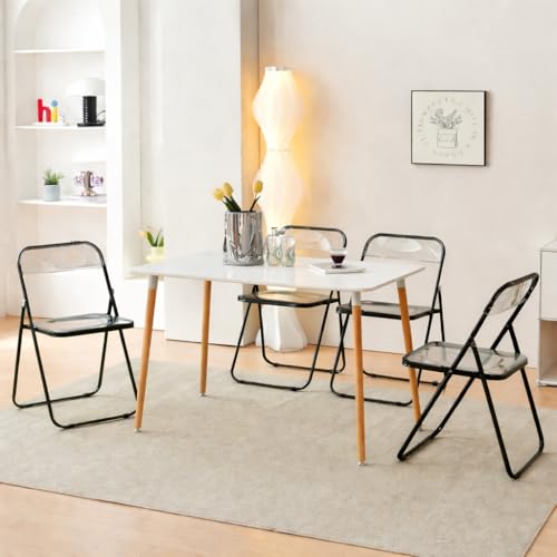 Creative Foldable Acrylic Chair with Robust Metal Frame, Portable...